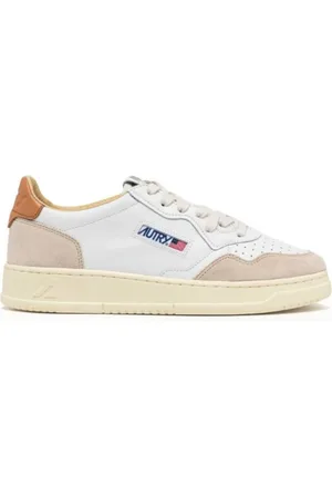 Autry Buty, Mężczyzna, Biały, 40 EU, Skóra, Skórzane Sneakersy z Camelowym Obcasem