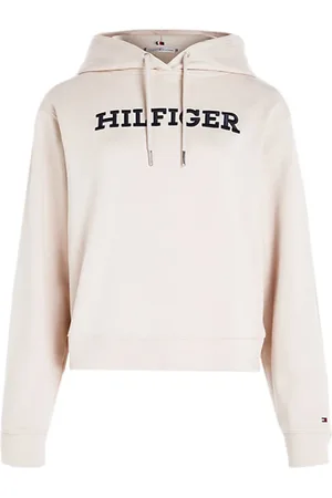 Tommy Hilfiger Bluzy, Kobieta, Biały, L, Bawełna, Bluza z kapturem