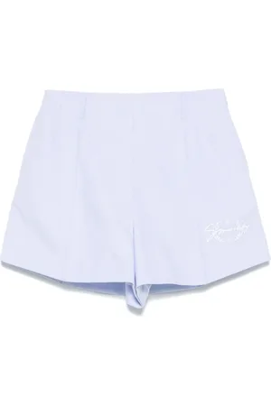 Givenchy Szorty, Kobieta, Niebieski, S, Bawełna, Jasnoniebieskie szorty z haftem