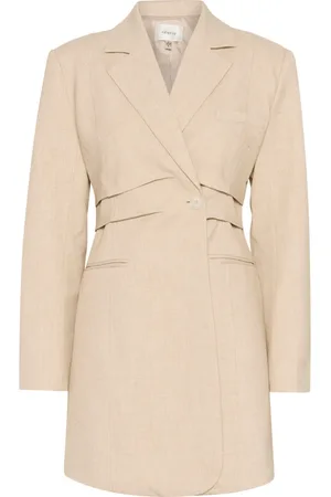 Gestuz Sukienki, Kobieta, Beżowy, M, Poliester, Elegancka Sukienka Blazer Light Sand Melange
