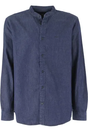 Armani Exchange Koszule, Mężczyzna, Niebieski, M, Denim, Koszula w koreańskim stylu, denim, niebieska