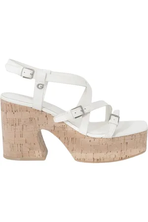 Guess Buty, Kobieta, Biały, 37 EU, Sandały na platformie i klockowym obcasie