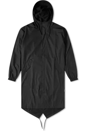 Rains Kurtki, unisex, Czarny, XS, Czarna parka fishtail z asymetrycznym dołem
