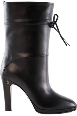 Gucci Buty, Kobieta, Czarny, 40 EU, Skóra, Botki na sznurowadła
