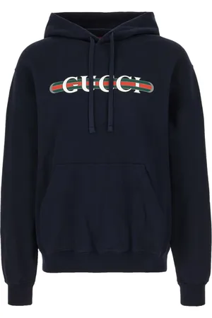 Gucci Bluzy, Mężczyzna, Niebieski, S, Bawełna, Bluza z kapturem z dżerseju bawełnianego z nadrukiem