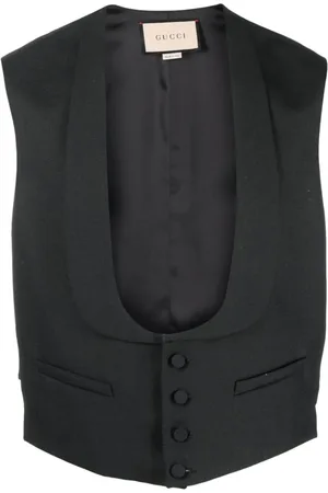 Gucci Kurtki, Mężczyzna, Czarny, L, Wełna, Formalna Kamizelka Wełniana Gilet