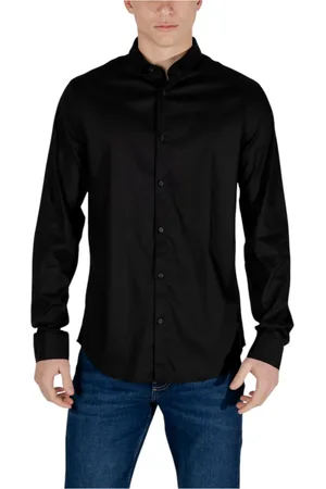 Armani Exchange Koszule, Mężczyzna, Czarny, XL, Koszula z długim rękawem
