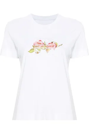 Givenchy Koszulki, Kobieta, Biały, S, Bawełna, Biała bluzka z dżerseju w kwiatowy wzór