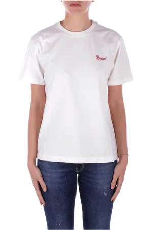 BARROW Koszulki, Kobieta, Biały, XS, Bawełna, Beżowy T-shirt z Logo z Przodu