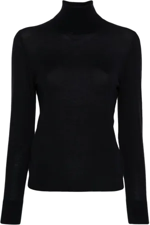 Allude Swetry, Kobieta, Czarny, M, Wełna, Sweter z golfem na płasko