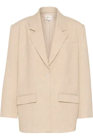 Gestuz Kurtki, Kobieta, Beżowy, L, Poliester, Oversized Blazer Light Sand Melange