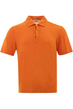 Gran Sasso Koszulki, Mężczyzna, Pomarańczowy, L, Len, Linen Polo Shirt