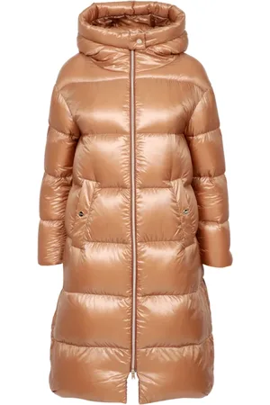 HERNO Płaszcze, Kobieta, brązowy, M, Nylon, Wodoodporna kurtka puchowa Silk-touch