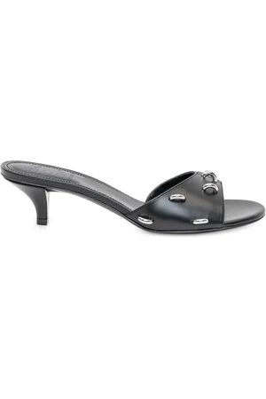 Givenchy Buty, Kobieta, Czarny, 37 EU, Skóra, Czarne wsuwane buty z ozdobnym obcasem