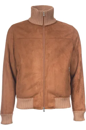 Gran Sasso Kurtki, Mężczyzna, brązowy, M, Wełna, Kurtka Eco Shearling z prążkowanymi mankietami