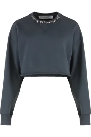 Golden Goose Bluzy, Kobieta, Czarny, S, Bawełna, Bawełniana bluza z kryształowym haftem