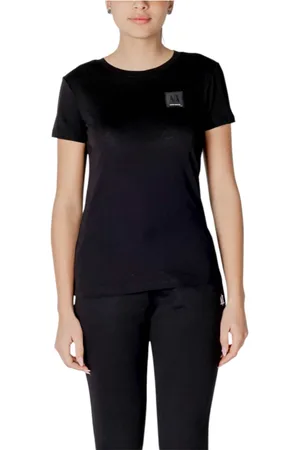 Armani Exchange Koszulki, Kobieta, Czarny, S, Bawełna, T-shirt z krótkim rękawem, okrągły dekolt