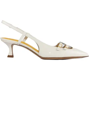 MARA BINI Buty, Kobieta, Biały, 38 1/2 EU, Białe Lakierowane Sandały Slingback