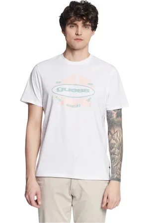 Guess Koszulki, Mężczyzna, Biały, S, Bawełna, Bawełniany T-shirt