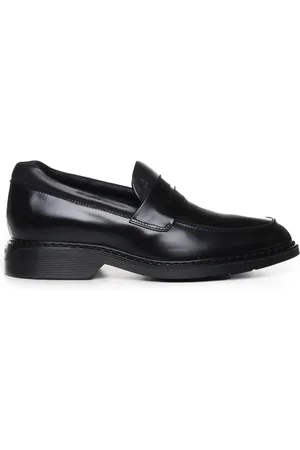 Hogan Buty, Mężczyzna, Czarny, 41 EU, Czarne Skórzane Buty na Płaskim Obcasie z Pianką Pamięci