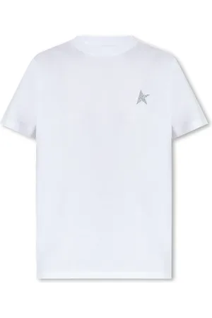 Golden Goose Koszulki, Kobieta, Biały, L, Bawełna, T-shirt z okrągłym dekoltem