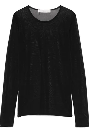 Golden Goose Koszulki, Kobieta, Czarny, S, Nylon, Top z Długim Rękawem Wiskoza Dzianina