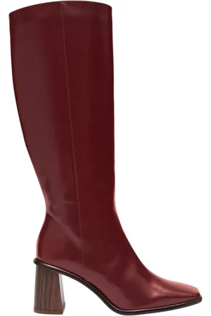 ALOHAS Buty, Kobieta, Czerwony, 39 EU, Skóra, Eleganckie Burgundowe Kozaki Skórzane East Sleek