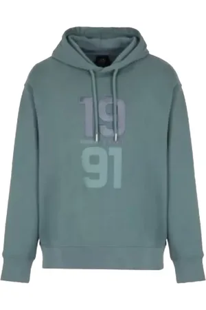 Armani Exchange Bluzy, Mężczyzna, Zielony, XL, Bawełna, Bluza z haftowanym logo