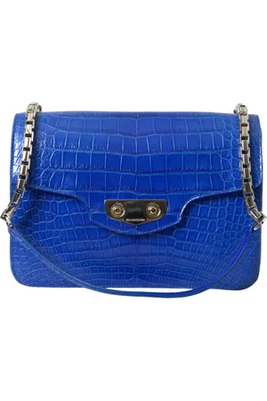 Balenciaga Torebki, Kobieta, Niebieski, ONE SIZE, Skóra, Elegancka torebka na ramię z łańcuszkiem i motywem aligatora