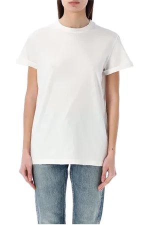 Golden Goose Koszulki, Kobieta, Biały, M, Bawełna, T-shirt z efektem znoszenia