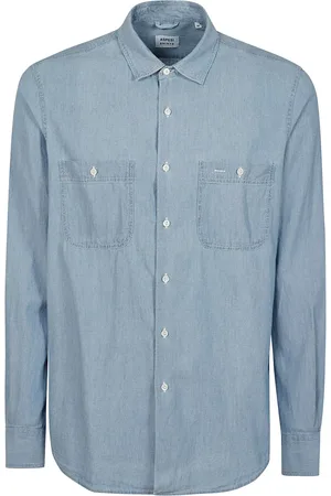 Aspesi Koszule, Mężczyzna, Niebieski, M, Denim, Denimowa koszula chambray zapinana na guziki