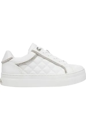 Guess Buty, Kobieta, Biały, 41 EU, Skóra, Białe Sneakersy z Całościowym Drukiem