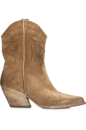Elena Iachi Buty, Kobieta, Beżowy, 38 EU, Zamsz, Vintage Camel Zamszowe Texan Botki