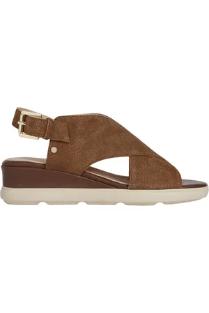 Geox Buty, Kobieta, brązowy, 37 EU, Skóra, Brązowe płaskie sandały D Pisa