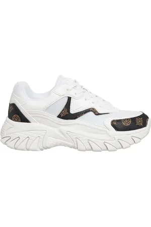 Guess Buty, Kobieta, Biały, 40 EU, Poliester, Abstrakcyjne wielokolorowe sneakersy na sznurówki