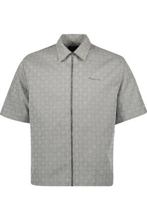 Givenchy Kurtki, Mężczyzna, Szary, M, Bawełna, Szara Kurtka Koszulowa z Zamkiem Jacquard