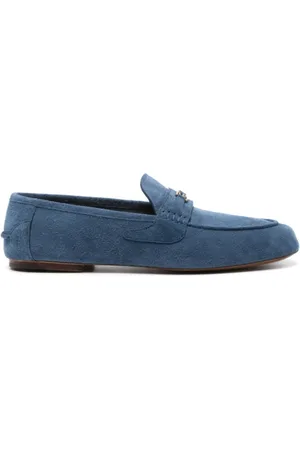 Gucci Buty, Mężczyzna, Niebieski, 42 1/2 EU, Zamsz, Lordsy Interlocking G