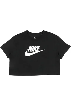 Nike Koszulki, Kobieta, Czarny, S, Bawełna, Crop Top z logo
