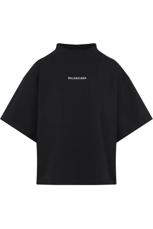Balenciaga Koszulki, Kobieta, Czarny, L, Bawełna, Krótki T-shirt z Motywem Logo