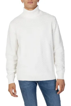 Armani Exchange Swetry, Mężczyzna, Biały, L, Wełna, Sweter golf
