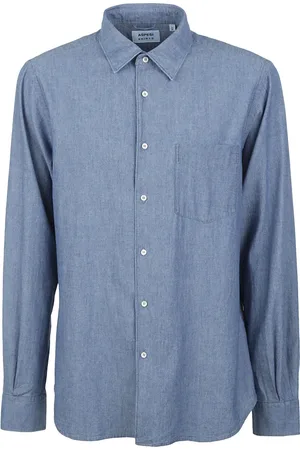 Aspesi Koszule, Mężczyzna, Niebieski, L, Denim, Denim Medio Shirt