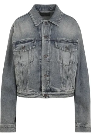 Balenciaga Kurtki, Kobieta, Niebieski, M, Len, Niebiesko-rdzawa kurtka bawełniana o kroju small fit
