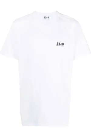 Golden Goose Koszulki, Mężczyzna, Biały, XL, Bawełna, T-shirt z nadrukiem logo gwiazdy