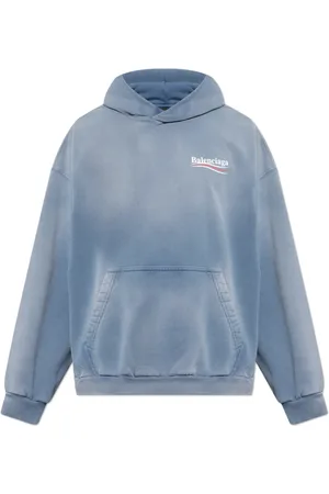 Balenciaga Bluzy, Mężczyzna, Niebieski, 2XS, Bawełna, Hoodie