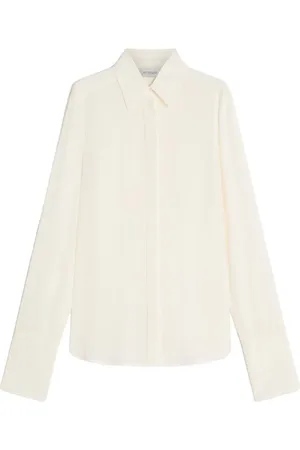 Sportmax Bluzki, Kobieta, Biały, XS, Biała Jedwabna Koszula Gemona