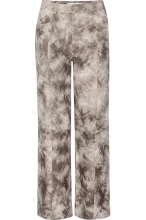 Gestuz Spodnie, Kobieta, Szary, S, Vintage Grey Suede Straight-Leg Spodnie