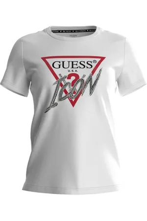 Guess Koszulki, Kobieta, Biały, L, Bawełna, Koszulka z dzianiny