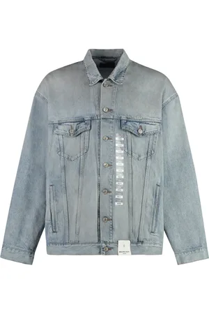 Balenciaga Kurtki, Mężczyzna, Niebieski, M, Bawełna, Kurtka jeansowa z kieszeniami zapinanymi na guziki