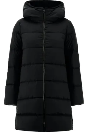 HERNO Kurtki, Kobieta, Czarny, M, Poliester, A Shape Arendelle New Lady Faux Fur Padding
