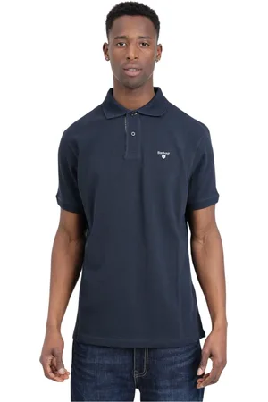 Barbour Koszulki, Mężczyzna, Niebieski, S, Bawełna, Granatowa koszulka polo z haftowanym logo